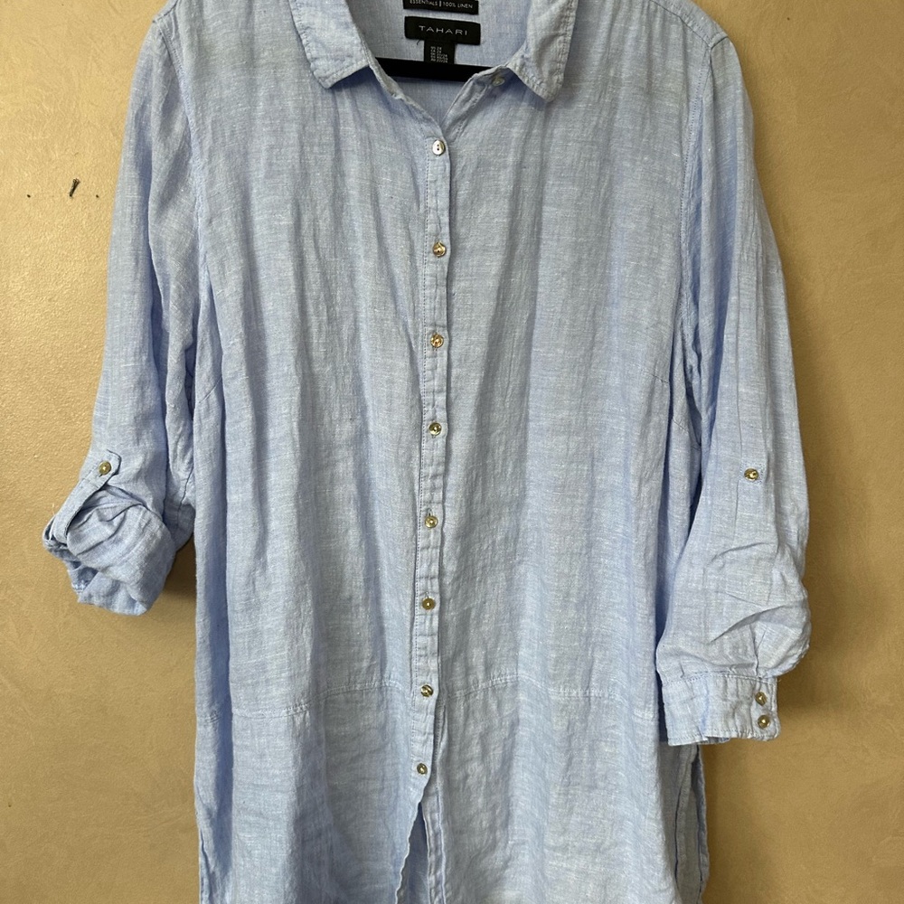 Tahari Blue Button Down Shirt